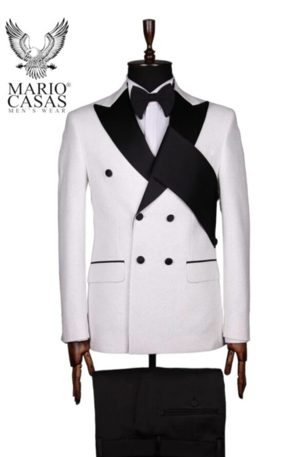 Glitter White Tuxedo Suit